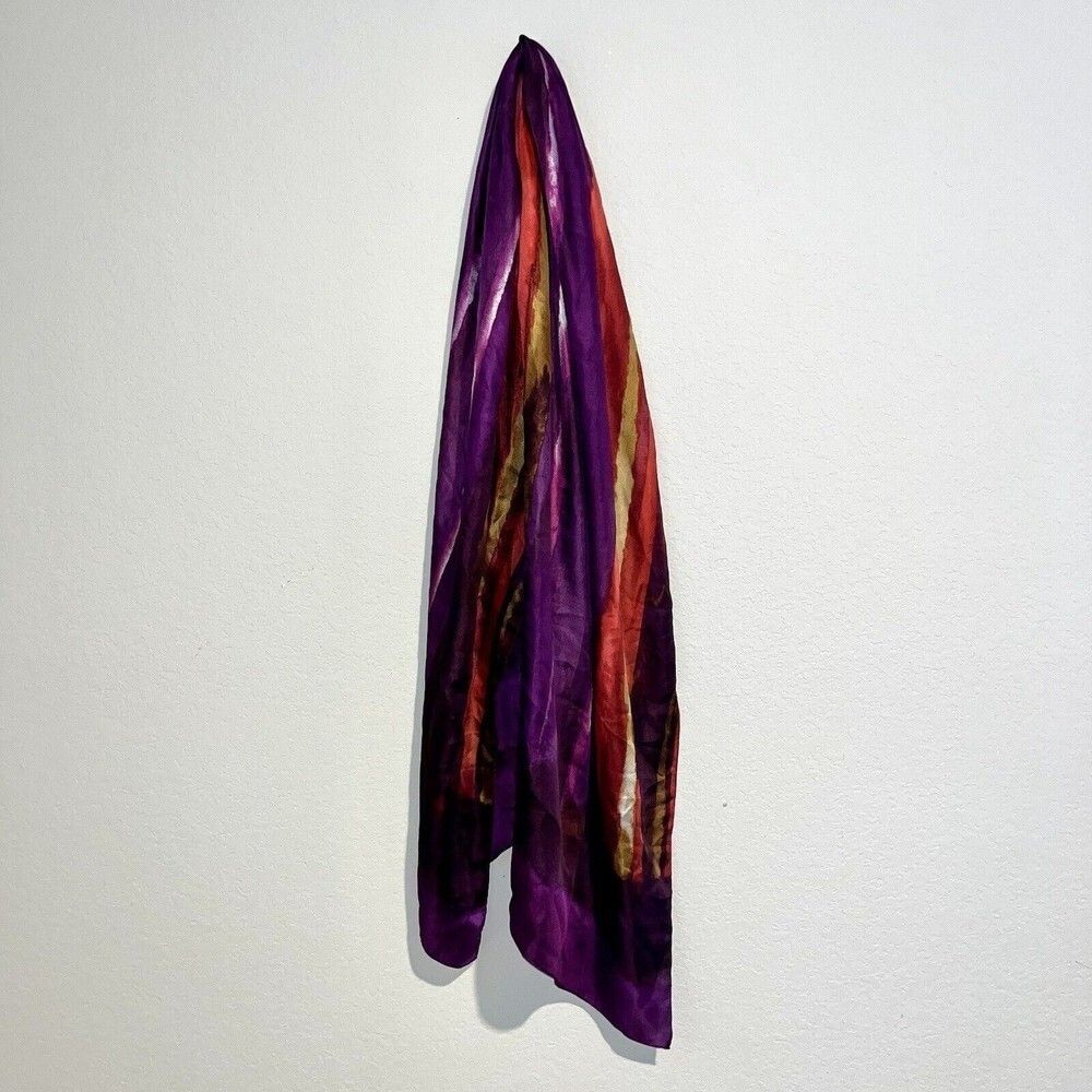 brush strokes style scarf purple pink yellow long geometric